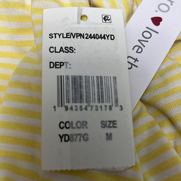 NWT Intro. Medium yellow/white stripes 3/4 sleeves BNWT NEW - Picture 7 of 7